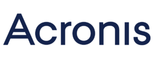 Logo Acronis avec lettrage bleu foncé sur fond transparent.