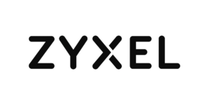Logo Zyxel, lettres noires en majuscules sur fond blanc
