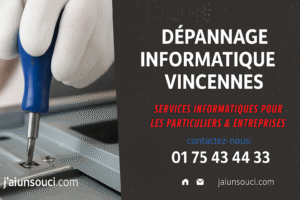 Technicien répare un appareil à Vincennes services informatiques disponibles contact inclus.