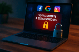 Dans ce tutoriel, nous allons voir ensemble quoi faire immédiatement si votre compte a été piraté. Que ce soit sur Facebook, Google ou Instagram, il est crucial d’agir vite pour : Sécuriser votre accès (changer votre mot de passe, vérifier l’adresse mail associée). Vérifier les appareils connectés et déconnecter les intrus. Activer la double authentification (2FA) pour renforcer la sécurité. Contacter le support officiel afin de récupérer votre compte. Prévenir les futures attaques avec de bonnes pratiques.