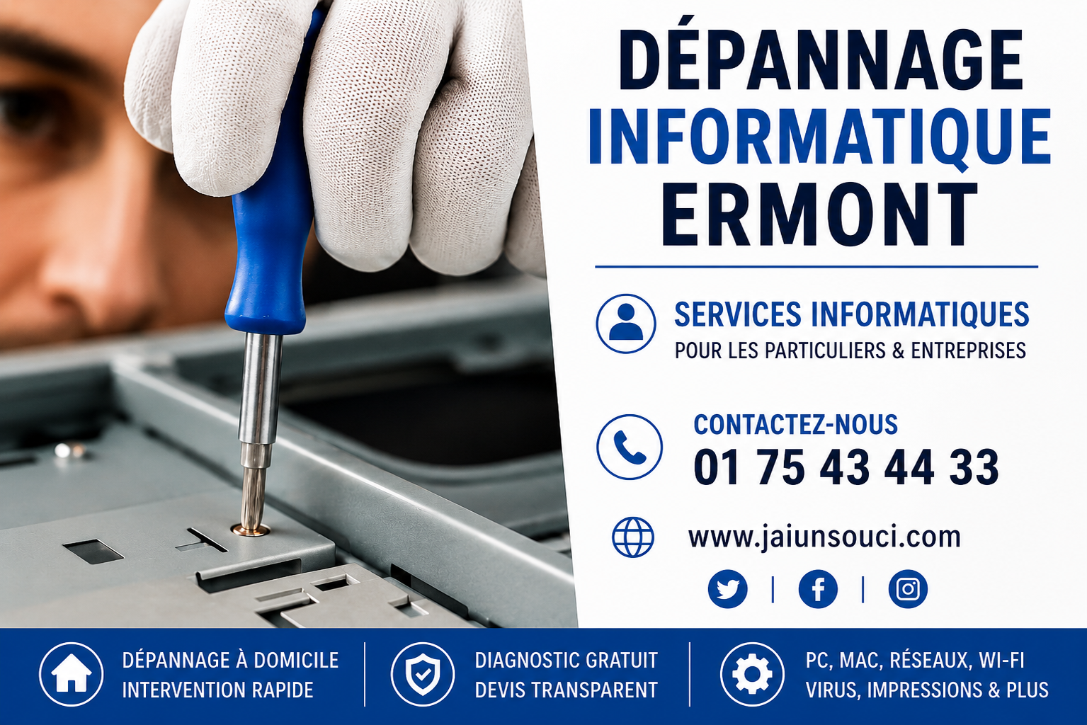Dépannage informatique Ermont – Réparation PC, Mac, Wi-Fi, box Internet et suppression de virus