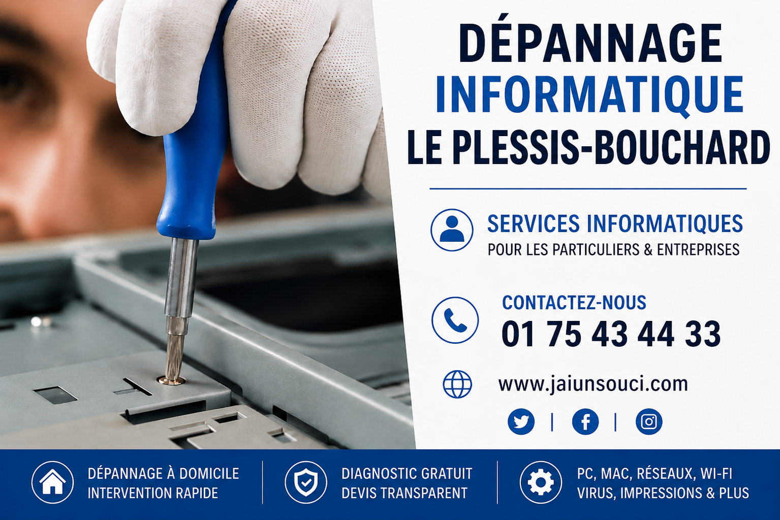 Dépannage informatique Le Plessis-Bouchard – Réparation PC, Mac, Wi-Fi et box Internet