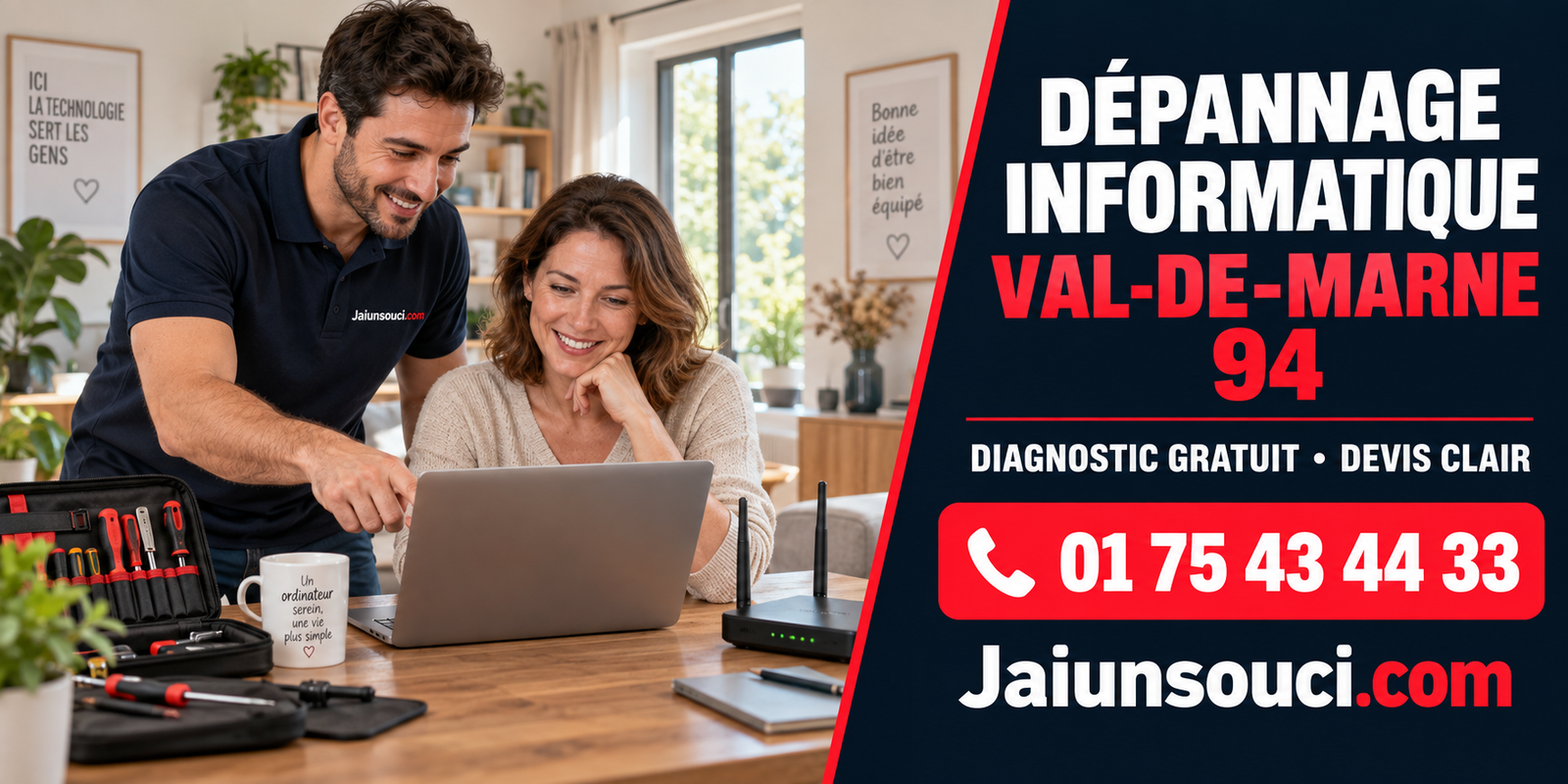 Dépannage informatique Val-de-Marne 94 : un technicien accompagne une cliente sur son ordinateur portable